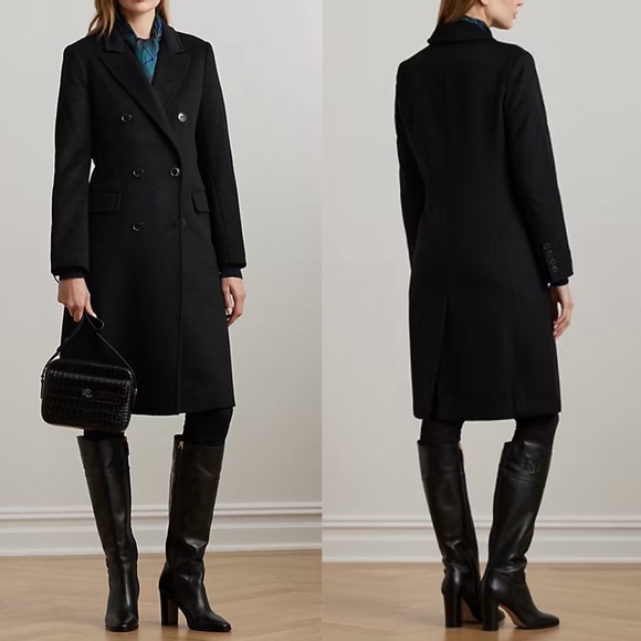Lauren Ralph Lauren Jackets & Blazers - Lauren Ralph Lauren Black Double-Breasted Wool-Blend Coat